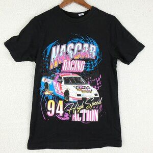 Nascar T Shirt Womens Small Black Blue Pink Double Sided Retro Colorful 90S